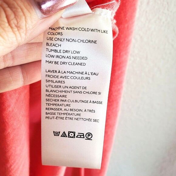 Free People Womens Top Coral XS Oversized Long Sleeve V-Neck Lightweight Shirt - Picture 7 of 8